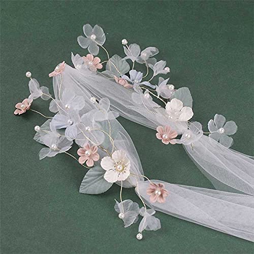 Velo banda de pelo evita caídas del tocado con su diseño de flor tridimensional para novias 4