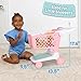 Pretend Shopping Cart, Sturdy Plastic, Includes Pretend Food, Pink Shopping Cart for Kids Age 2+