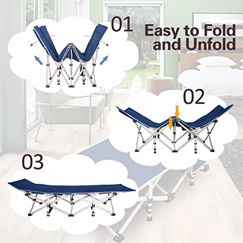 Camping cot,NESDCC Camping Bed cots for Sleeping 450LBS(Max Load) 75x28 inches Folding cot with Carry Bag Double Layer Oxford Camping cots Sleeping cots for Adults Office Home Nap Beach Vocation - Thumbnail 4