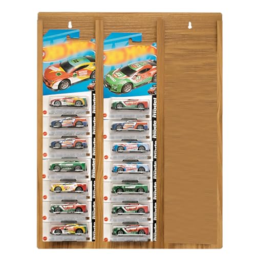HingoFuni Wood Display Case for 30 Packaged Cars Hanging Organizer for Match-Box Packaged Cars Toy Car Storage Organizer Case 13.8 x 17.7 inch (1), Small