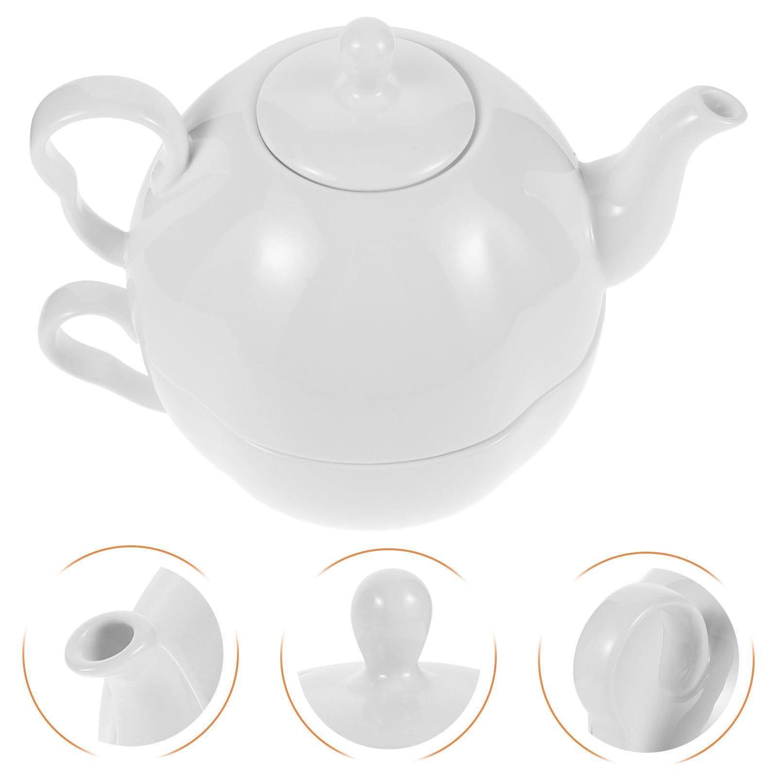 Set tè in Porcellana Fine Bianca da 620ml con Teiera Resistente al Calore e Tazza Elegante per Pomeriggi di tè Raffinati