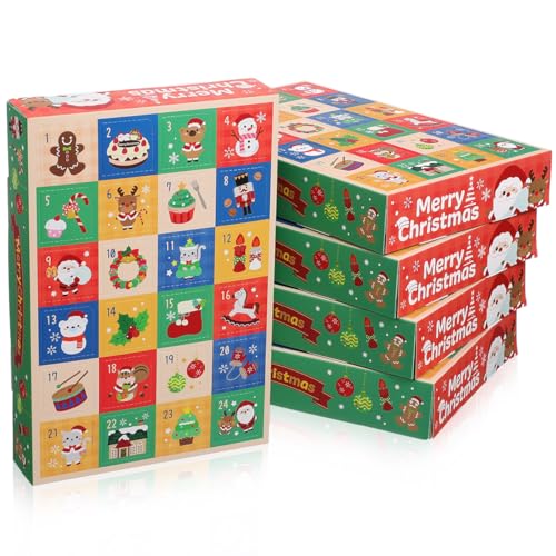 Garneck 5pcs Advent Calendar Boxes Empty DIY Countdown Boxes for Christmas Festive Holiday Decorations Fillable Goodie Paper for Memorable Celebrations