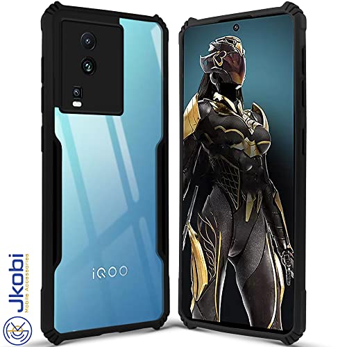 Image of Jkobi Back Cover Case for Vivo iQOO Neo 7 (Crystal Glass Back | Camera Protection | Shockproof Bumpers | Professional Black)