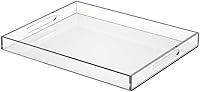 Vista 19 de NIUBEE Bandeja transparente para servir de 12 x 12 pulgadas -A prueba de derrames- Bandeja organizadora decorativa de acrílico para otomana mesa
