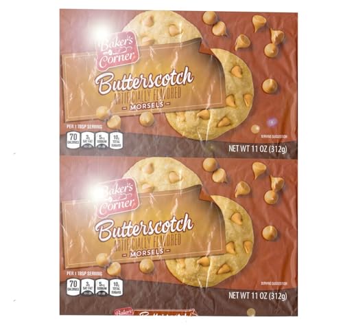 Butterscotch Bakers Morsel Chips 11 oz Gluten Free (2 Bags Pack) Holiday Baking Snack Snacking Dessert Food Treat