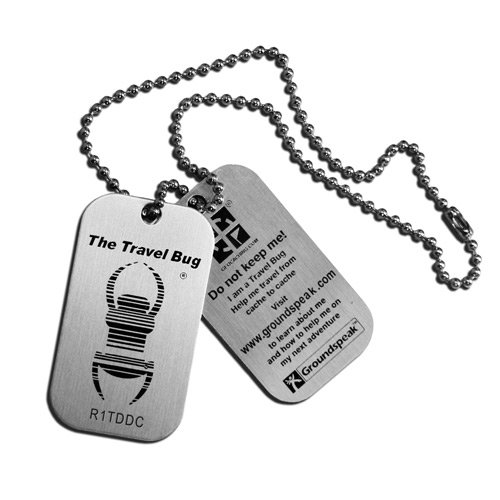 Groundspeak Travel Bug Lot de 2, Punaise de voyage traçable sur geocaching.com, 2 punaises avec étiquette de copie, Compatible avec smartphone, tablette et ordinateur personnel