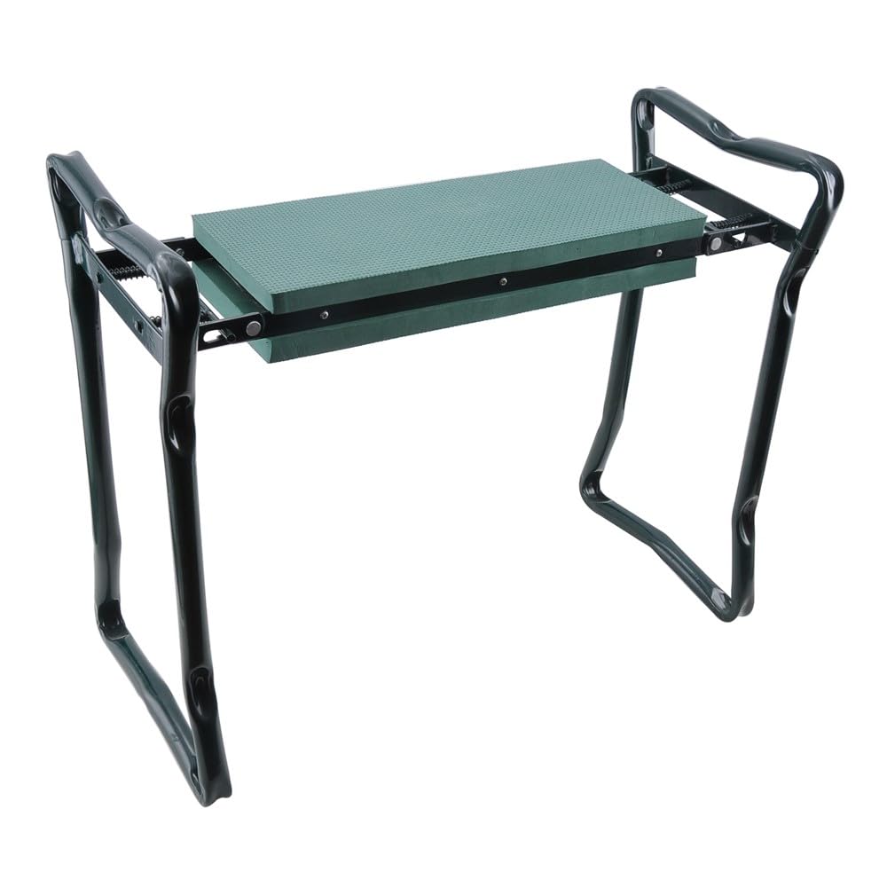 TERRE JARDIN Tabouret de Jardin Pliable 2 en 1 avec Agenouilloir - Siège de Jardin avec Coussin Mousse - Support Ergonomique pour Jardinage, Désherbage et Potager