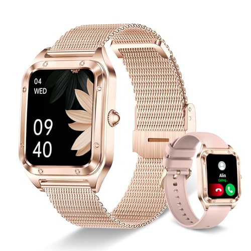 Colesma Reloj Inteligente con Llamada y Asistente Voz, 1,59' HD Reloj de Fitness para Mujer Smartwatch con Monitoreo Frecuencia Cardíaca/Presión Arterial/SpO2/Sueño/Podómetro para Android iPhone