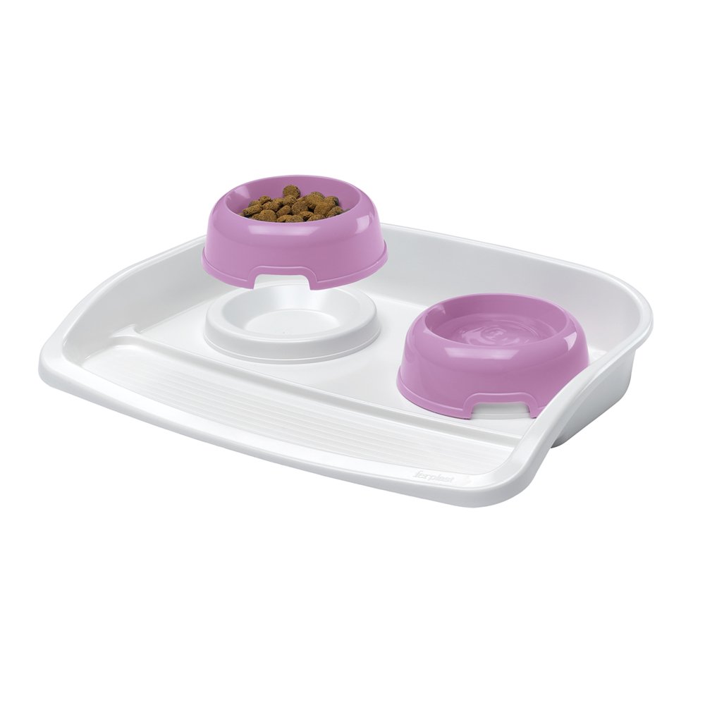 Ferplast Maxi Lindo Dog Bowls with Tray, 53 x 39 x 8 cm, 1 Liter, Purple