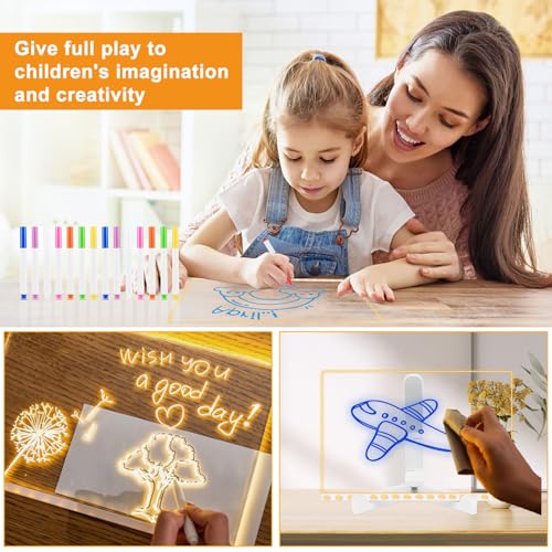 Acrylic Dry Erase Board with Light, 11.8 X 7.9” Led Note Board with Colors, Light Up Dry Erase Board with Adjustable Stand, Led Board White Board with 14 Pen for Office School Home - Image 3