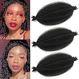 8 Inch Springy Afro Twist Hair Natural Black Marley Twist Braiding Hair 3 Packs Kinky Twist Hair Short Marley Hair for Women Wrapping Hair for Soft Locs Twist Braiding Hair