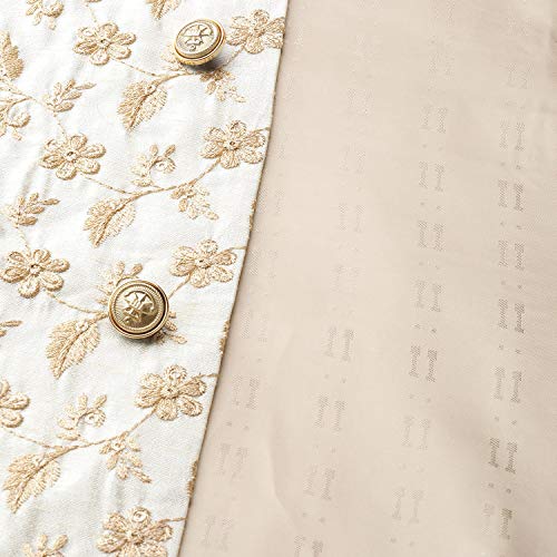 Image of SOJANYA (Since 1958 Men's Cotton Linen Maroon Kurta and White Pyjama with Mustard Cotton Nehru Jacket