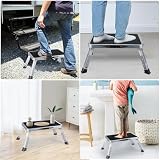 Tritthocker Klappbar, 3-Stufig Höhenverstellbarer Klapptritt, Trittstufe Klappbar mit Rutschfester Plattform, Klapphocker Faltbar Bis 150 kg, Tragbare Leiter für Erwachsene, Küche, Büro, Haus