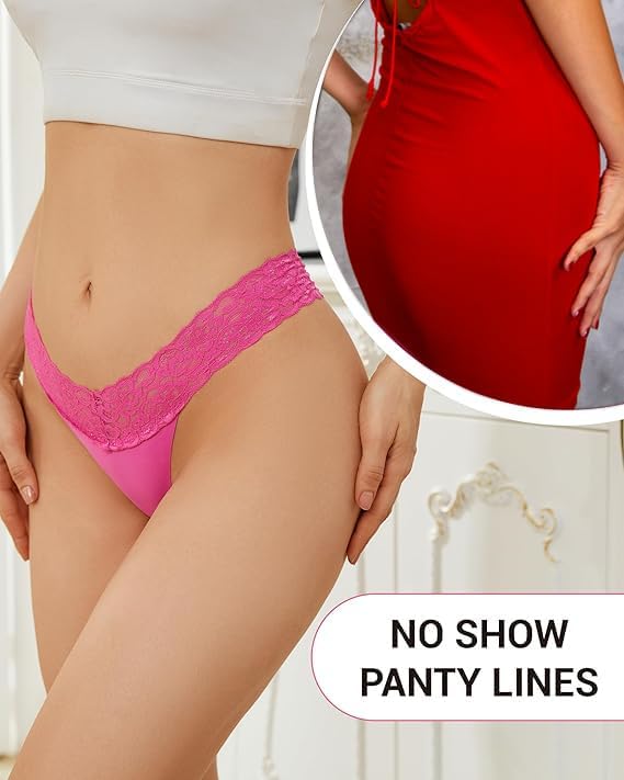 Miniatura 2 de Tangas para mujer, calzones de encaje sin costuras, ropa interior invisible, paquete de 6
