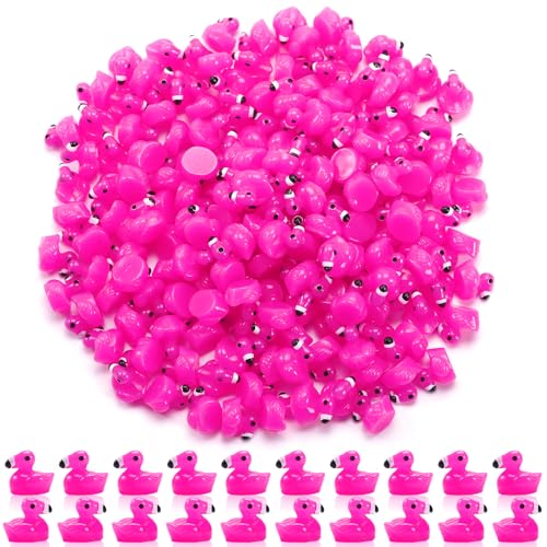 Mini Resin Ducks, 100 Pcs Tiny Ducks, Pink Flamingo Figurine, Resin Animals Toy for Cake Topper, Garden, Dollhouse, DIY Crafts, Party, Aquarium Decor