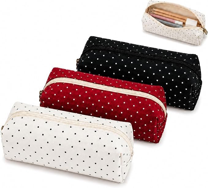 Polka Dot Pencil Case Cute Large Capacity Storage Bag for School Office