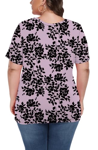 Image of ForHailey Women's Plus Size Short Sleeve Tee Shirt V Neck Basic Ladies Loose Fit T Shirt 1X-5X