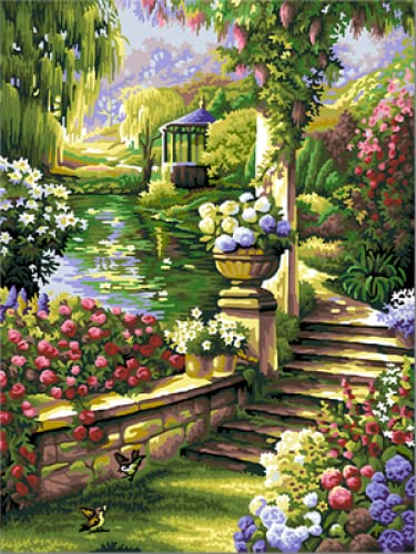 Peinture à broder au diamant adultes 5D avec strass cristal échelle de jardin 30x40