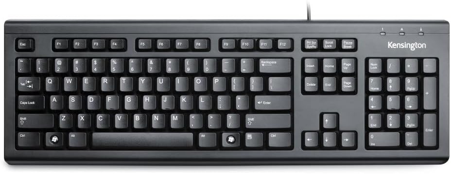 Kensington Slim Type Wired Keyboard (K72357USA),Black