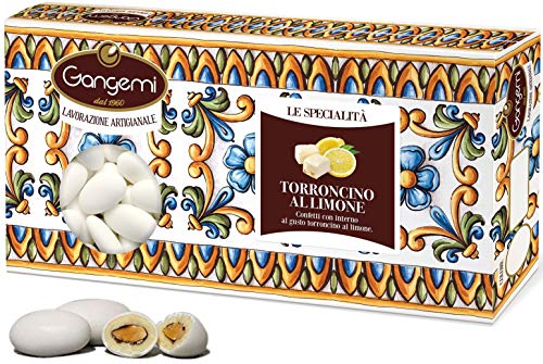 Gangemi Confetti - 1kg Doux Mariage Dragée amande - Saveur de citron Nougat - Classique cadeau de mariage italien - Amande de Sicile - Blanc (approx. 180)