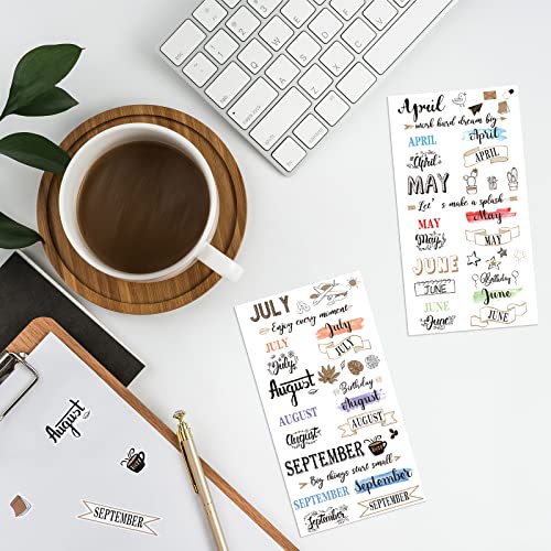 Eaasty 24 Sheets Monthly Planner Stickers Creative Journaling Stickers Aesthetic Calendar for Calendars Paper Book Decoration Accessories Scrapbooking