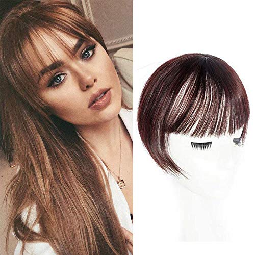 Gemily Clip in Bangs Hair Front 1PC Synthetic Fringe Hairpieces Air Bangs Hair Extensions for Women and Girls (Dark brown)