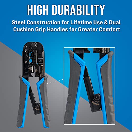 Jonard Tools Uc-4569 Pass-Through 6-In-1 Modular All-In-One Cut, Strip, And Crimping Tool For Video, Telecom, Datacom And More, Blue #TOP5