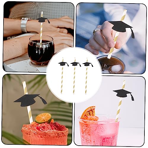 Pitillos de papel negro para graduación 12 pcs miniatura 6