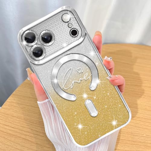 Image of ZIYE Magnetic Case Designed for iPhone 17 Pro Max Glitter Case-Sliver