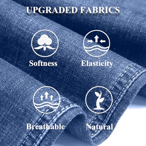 Men's Classic Jeans Relaxed Fit Jeans - Straight Leg Stretch Denim Pants with Comfort Flex Waist3
