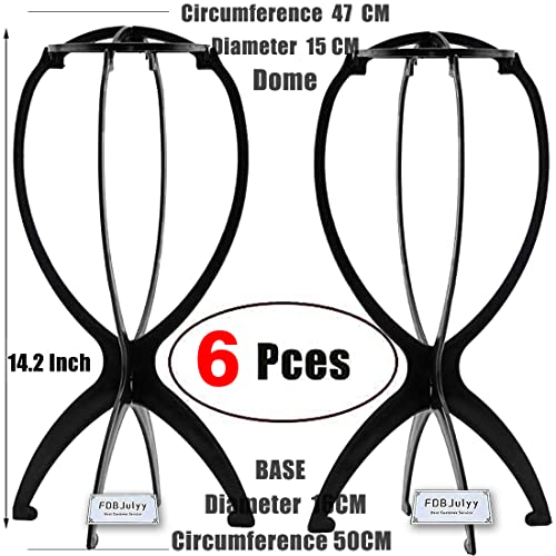 Wig Stand 6 Pack Wig Head Stand Wig Head ,6 Pcs Wig Stand For 14.2 Inch Wigs Portable Wig Holder Hat Display Portable Travel Wig Holder Stands For Multiple Wig Head Stand(3 Black And 3 Hot Pink) #TOP2