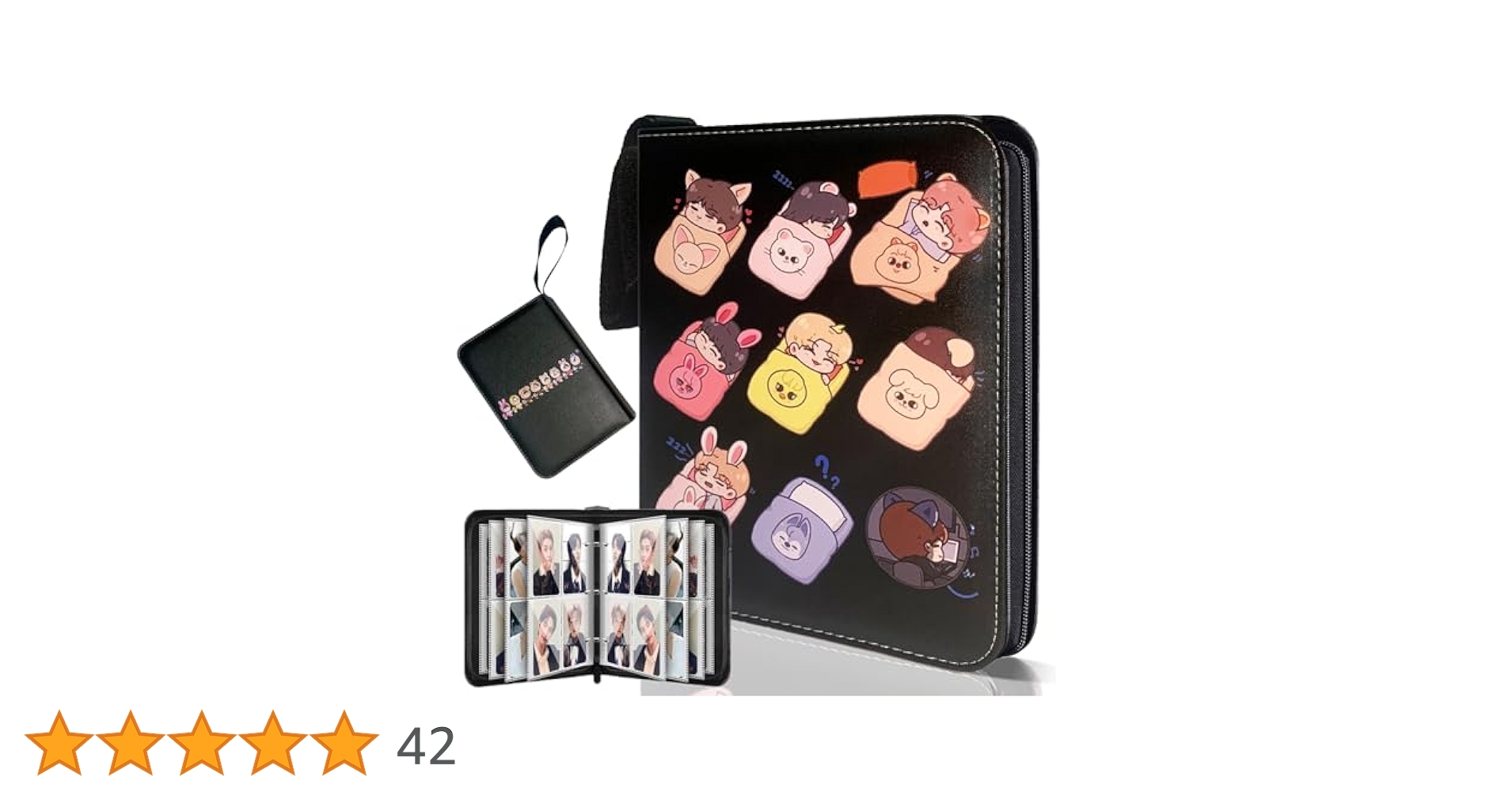 K-POP+アジア Stray Kids - Seungmin  collectbook pcholder BK+WH set Cute Photocard Binder Cartoon 400 Pockets Photocard Holder