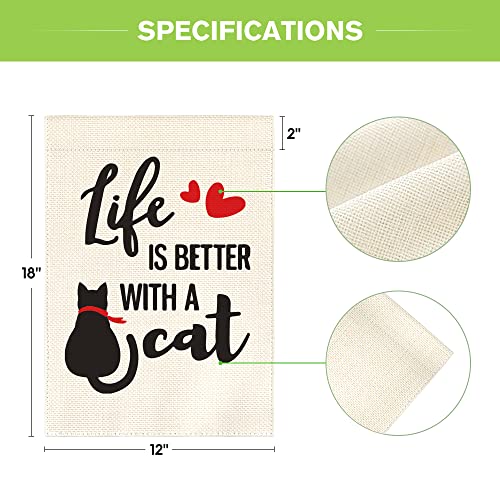 Drapeau de jardin double face avec motif chat cœur pour décoration extérieure - 6