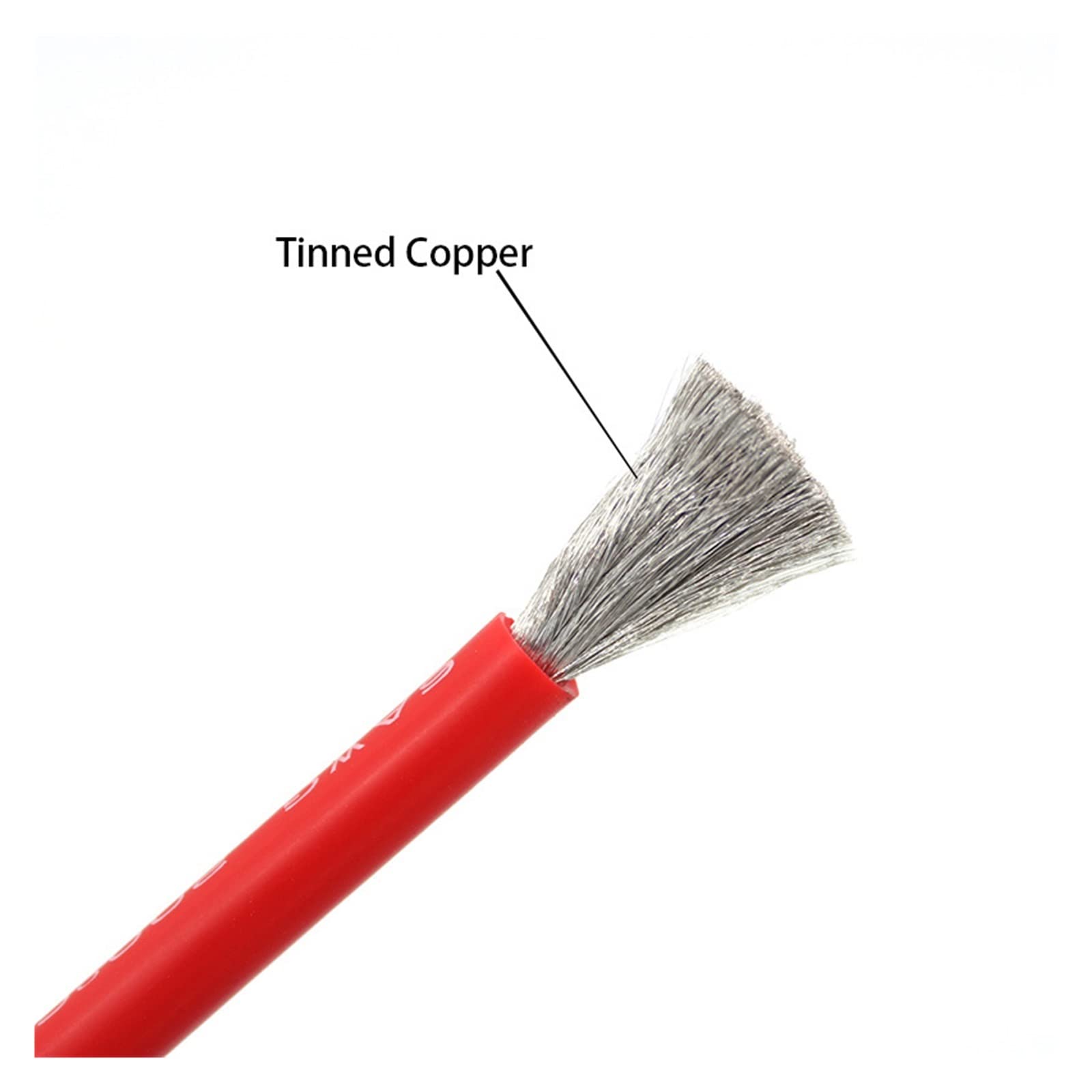 Cable de Silicona Suave Resistente al Calor 26/24/22/20/18/16/14/12/10/8/6/4/2AWG Cable de Silicona de Cobre estañado multihilo de un Solo núcleo Leisurely (Color : Red, Size : 6AWG 1Meter)