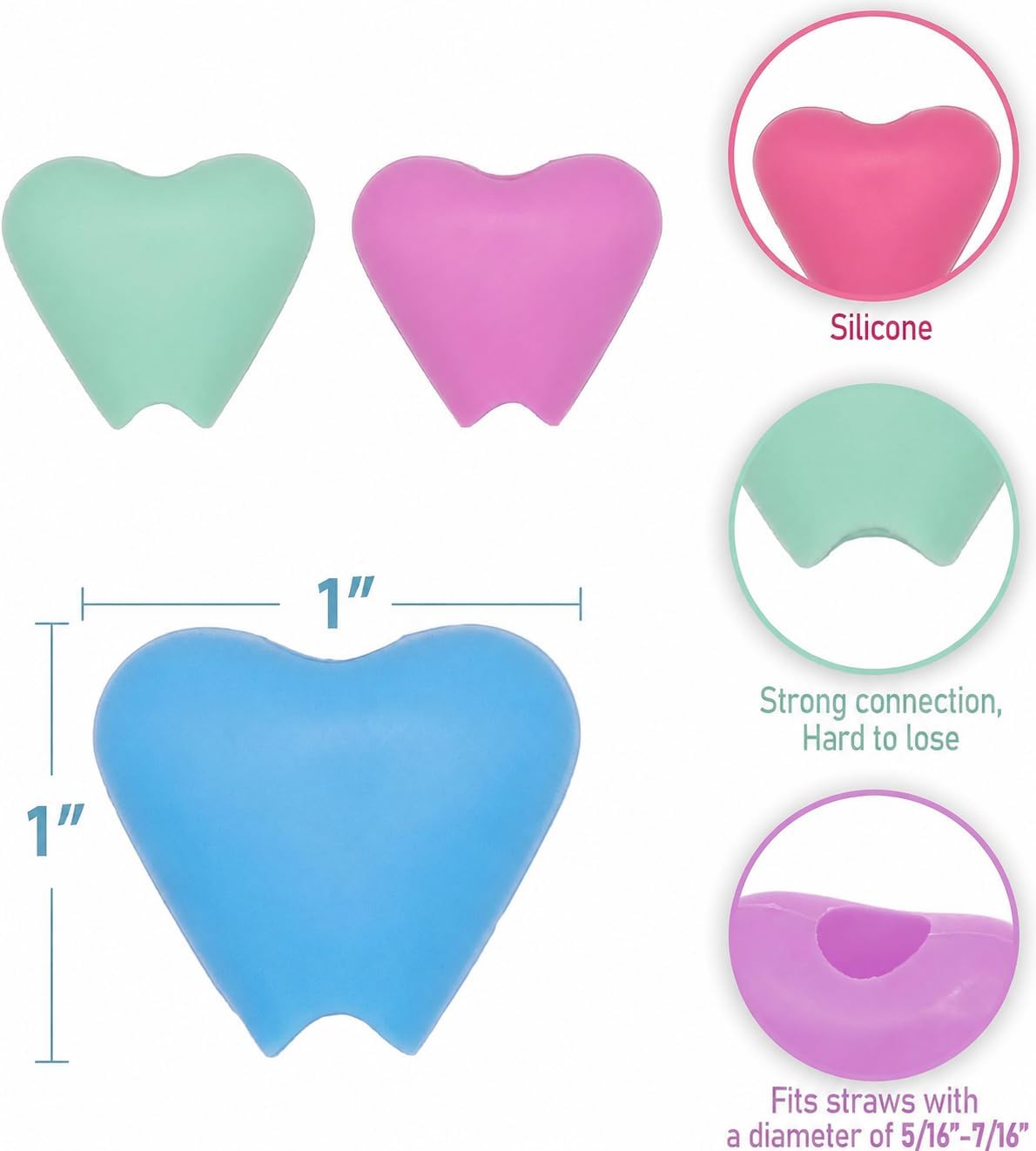 Lipzi Anti-Wrinkle Bright Silicone Straw Tips Fits 5/16-7/16 in Straws 4-Pk