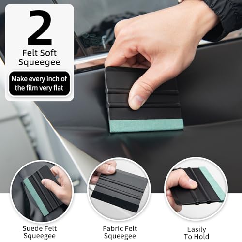 Window Tint Kit, Profession Car Wrap Kit with Felt Squeegee and Felt Replacements, Craft Knife and Blades, Safe Vinyl Cutter, Micro Squeegee for Vinyl Wrap Tools Tint Tools - Image 4
