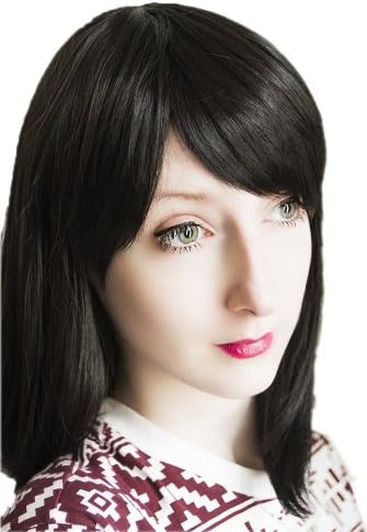 Prettyland Black matt Natural static-free Mid-Length Straight Heat-Resistant Wig with Bangs for Daily Life C275 - Image 4