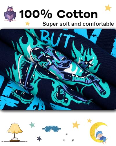 Image of DAUGHTER QUEEN Boys Pajamas 4 Pieces Long Set 100% Cotton Sleepwear Size 18 Months-12 Years