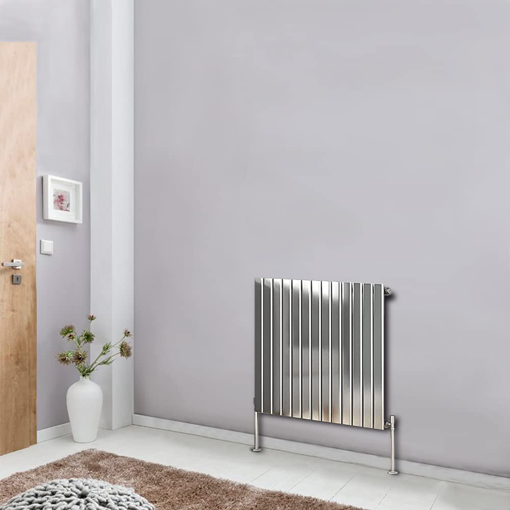 Blümme 600 x 884mm Designer Horizontal Single Flat Panel Bathroom Heater Central Heating Radiators Chrome