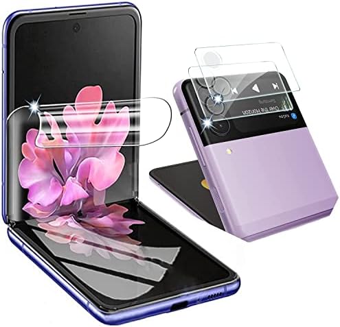 ATTUX For Screen Protector Samsung Galaxy Z Flip 4[1 Flexible TPU Film Protector and 2 pcs 3D Camera Lens Protector][Anti-Scratch][Touch Sensitive][Ultra HD] Screen Guard Saver Shield Film