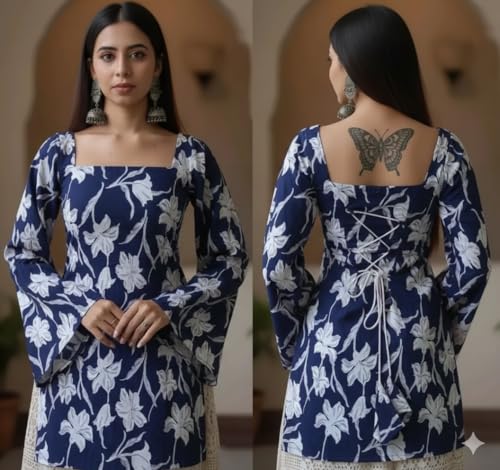 Image of Womens Pure Cotton Regular Floral Printed Top for Women
