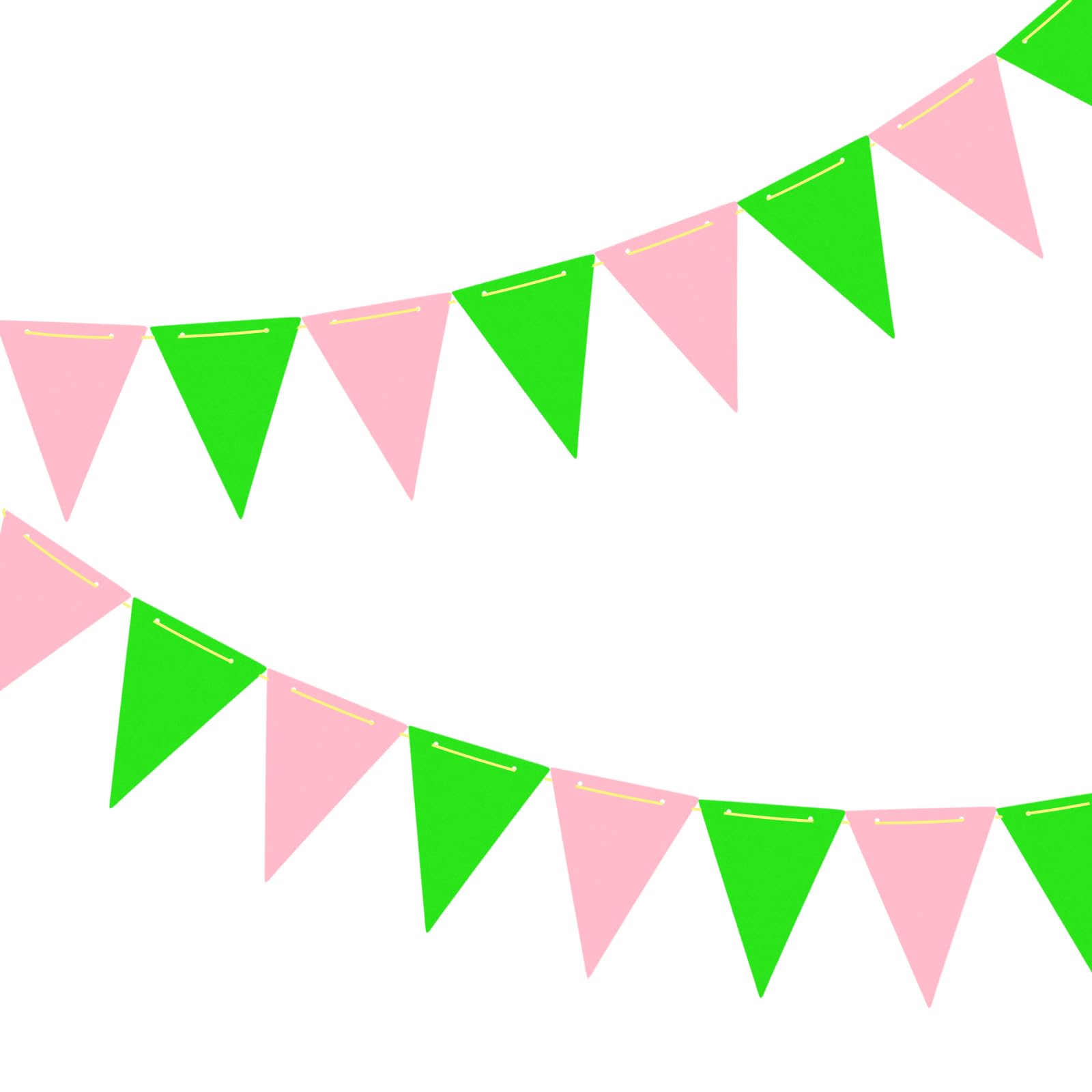 ZOOYOO 20Ft Green Pink Tropical Pennant Banner, 30pcs Bunting Flags for Hawaiian,Wedding,Birthday Party Decor, Pack of 1