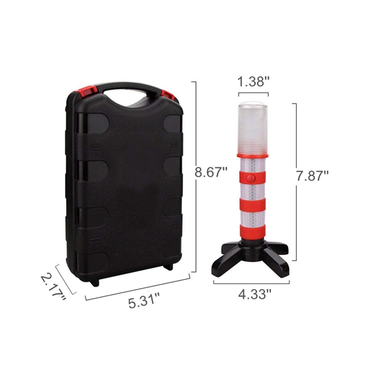 Éclairage de secours LED multifonction, Riloer Roadside Flares Support de base magnétique Clignotant vertical Sécurité (Pack de 2)