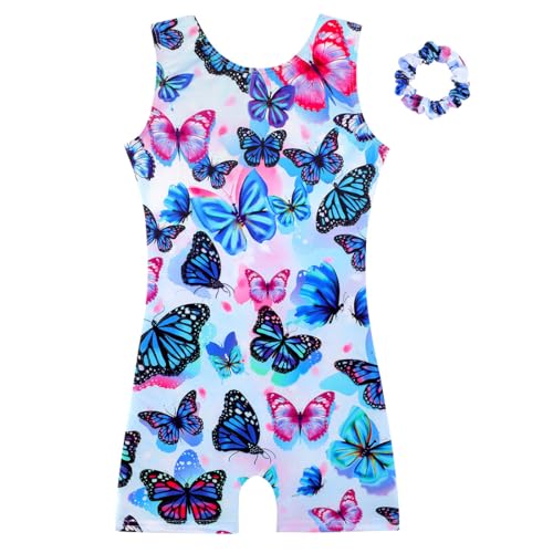 HOZIY Gymnastics Leotards for Girls with Shorts Biketards Dance Tumbling Outfits Matching Scrunchies 1-12 Years Old