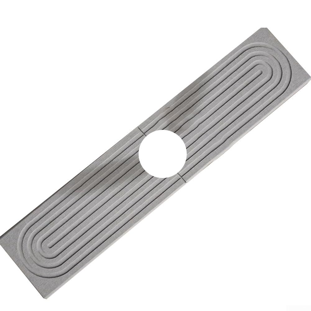 Alfombra de diatomita gris para fregadero: absorción rápida y diseño con recorte para grifo