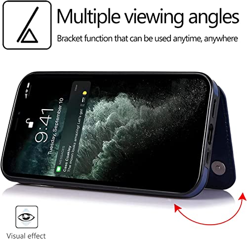 Étui portefeuille pour iPhone 14 Pro fin en cuir rose avec coque magnétique antichoc