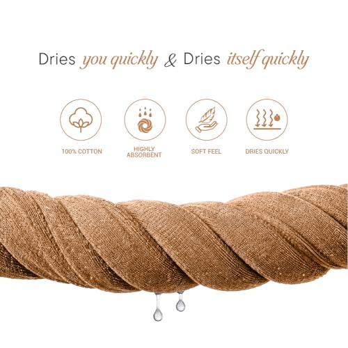 Image of Welspun Arlo Sports Hand Towel Set of 2 | 100% Cotton Gym & Fitness Essential | Soft, Absorbent & Quick Dry Sport Towel | Sweat Control for Workout, Yoga & Travel | 40 x 90 cm | Tan & White