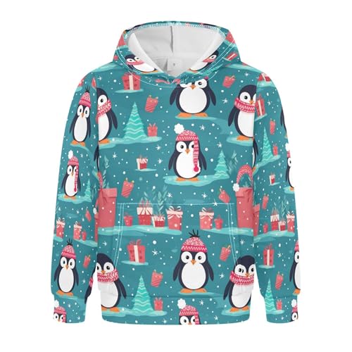Kids Hoodies Sweaters Christmas Xmas Penguin Hooded Sweatshirts with Big Pockets for Boys Girls B0400422