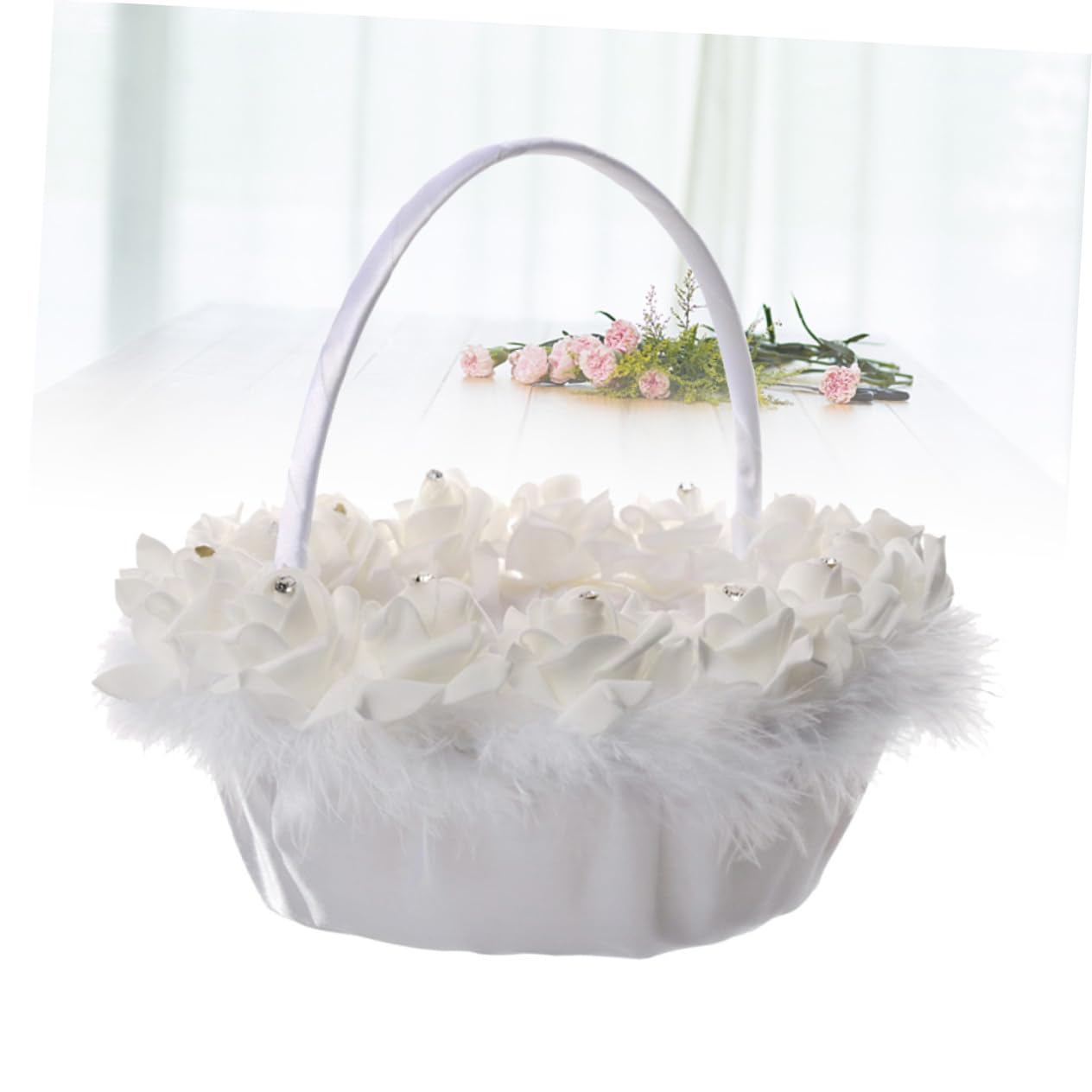 Hochzeitsblumenkorb Hl-5620-bs aus Gewebe, 2 Stück Weiß