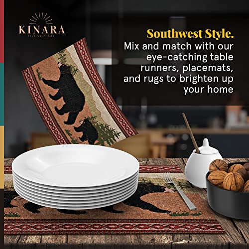 Kinara Black Bear Placemat Set – Southwestern Native American Design – Beautiful And Unique Pattern – Fine Weaving Four 12.25X19 Inch Placemats. #TOP2